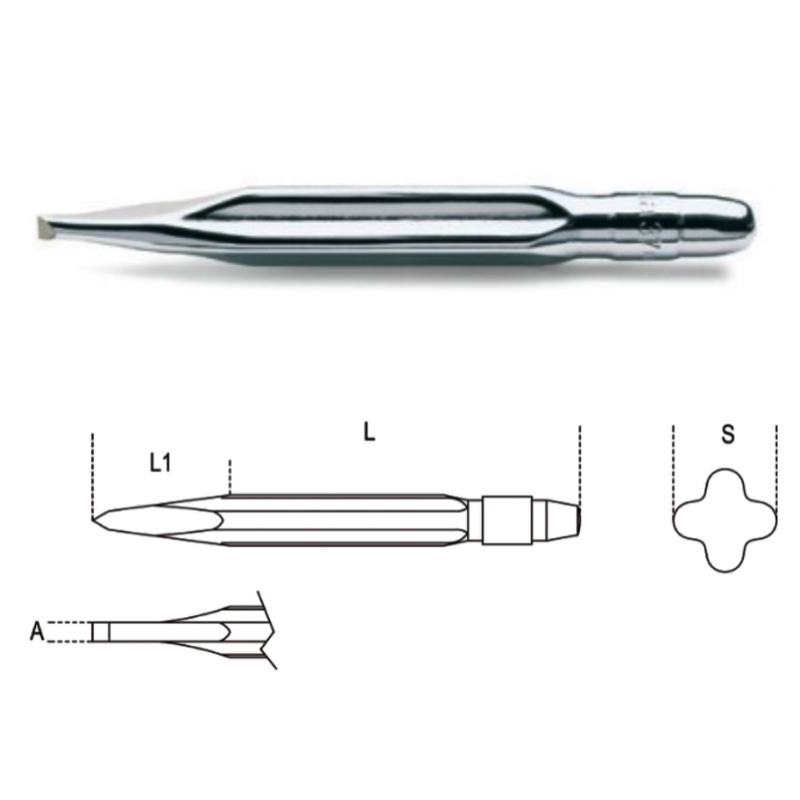 Scalpelli Piatti Beta Nervati - 34mm X 300mm Cromati, Made In Italy Per Lavori Di Precisione